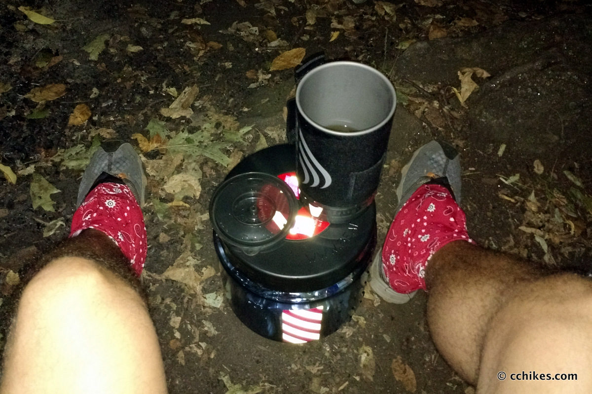 making some hot tea and waiting for the sun to rise before hiking the Narrows